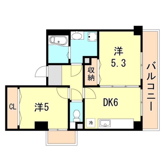 ハーバー壱番館(2DK/4階)の間取り写真