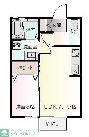 パインズ富塚(1SDK/1階)の間取り写真