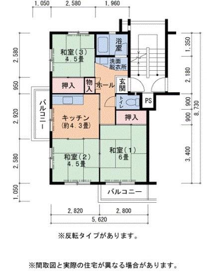 UR泉北茶山台二丁団地28棟(3K/5階)の間取り写真
