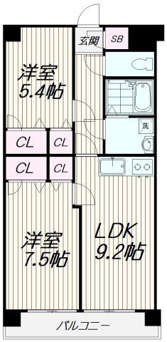 メゾン富士見台(2LDK/4階)の間取り写真