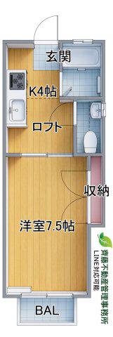 コーポ東矢本B棟(1K/1階)の間取り写真