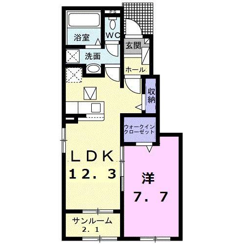 サン・クレールII(1LDK/1階)の間取り写真
