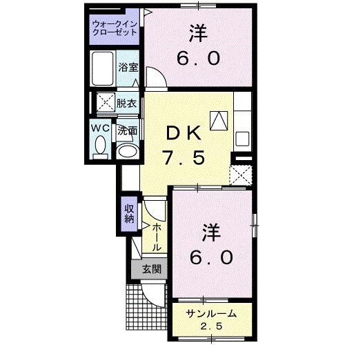 ロータス坂本C(2DK/1階)の間取り写真