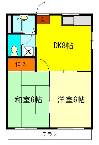 ファミール藤(2DK/1階)の間取り写真
