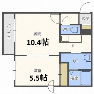 ボーンビルドII(1LDK/1階)の間取り写真
