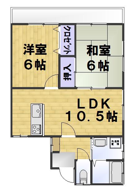 明石コーポ B(2LDK/2階)の間取り写真