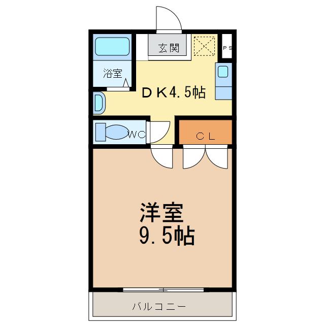 ハイランドマンション多田3号棟(1DK/2階)の間取り写真