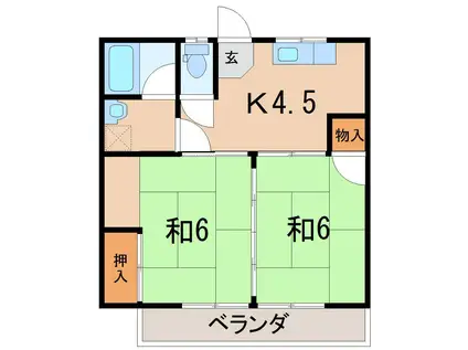 寺坂ハイツ(2K/2階)の間取り写真