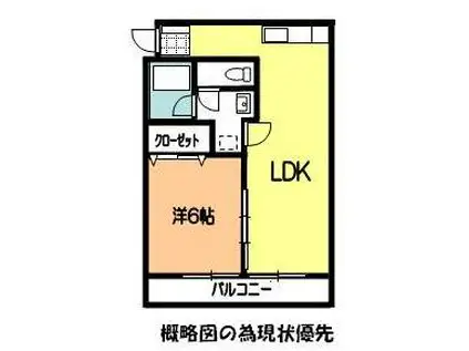 クリエイティブ亀田(1LDK/3階)の間取り写真