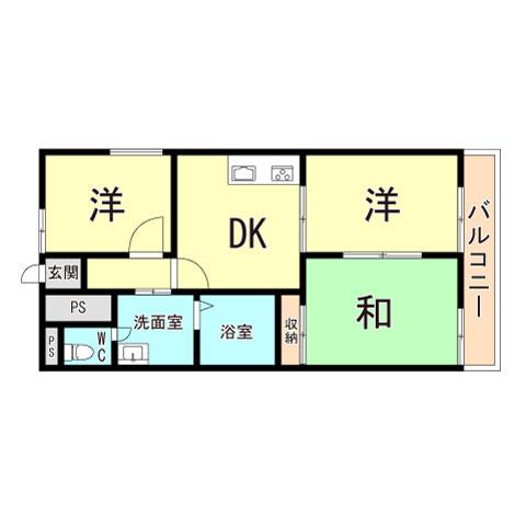 シャロン長田(3DK/1階)の間取り写真