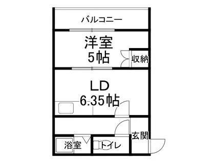 グローリー166(1DK/3階)の間取り写真