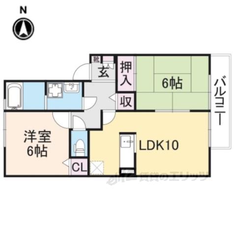 フォレストハイツ富堂町B棟(2LDK/2階)の間取り写真