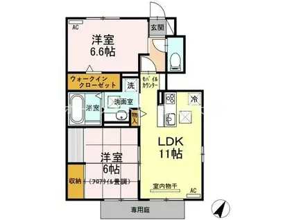 SECOND ライム(2LDK/1階)の間取り写真