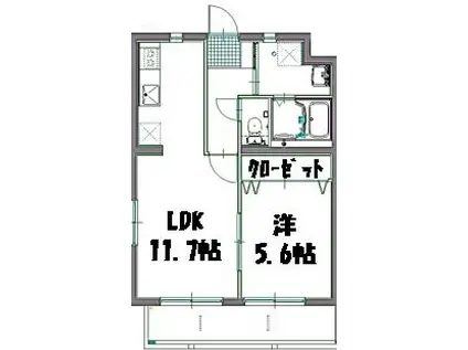 ウイング・イヌイ(1LDK/2階)の間取り写真