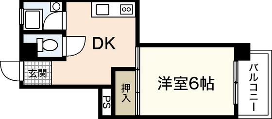 BELLO中広(1DK/3階)の間取り写真