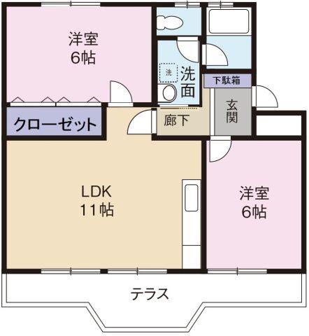 ロイヤルハイツMORI(2LDK/1階)の間取り写真