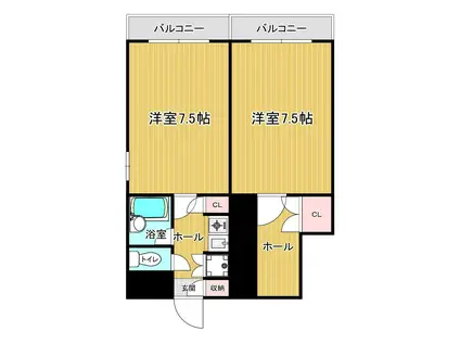 ヤナガワアイビースクエア(2K/3階)の間取り写真