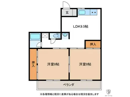 メゾン西部(2LDK/2階)の間取り写真