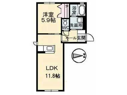 シャーメゾンアポロ (1LDK/2階)の間取り写真