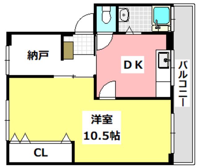 鳥飼マンション(1DK/2階)の間取り写真