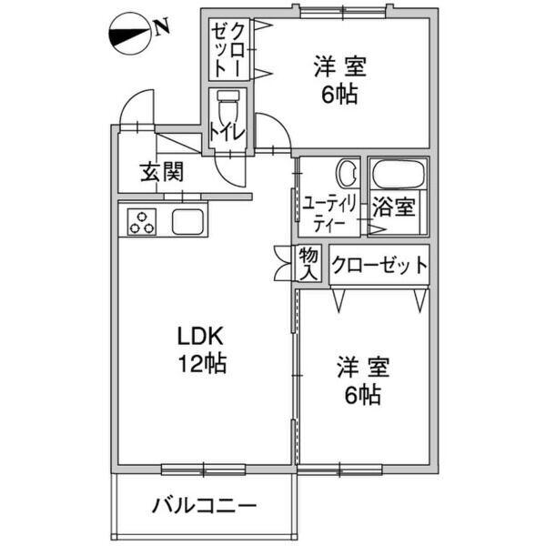 船浜フラット(2LDK/2階)の間取り写真