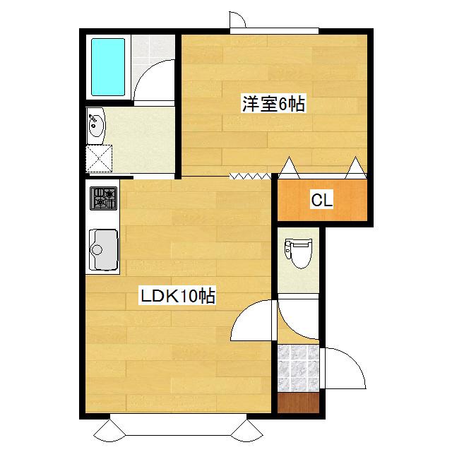 ハッピーC館(1LDK/1階)の間取り写真