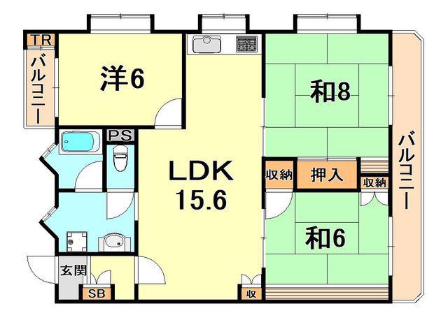第2ビラ摩耶(3LDK/3階)の間取り写真