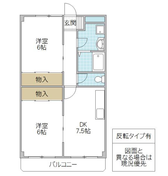 プレスタンス(2DK/2階)の間取り写真