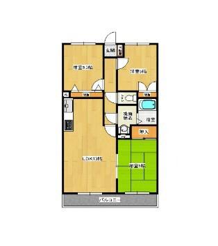 末広マンション(3LDK/2階)の間取り写真
