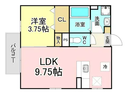 メゾンプランタニエール ドゥ(1LDK/1階)の間取り写真