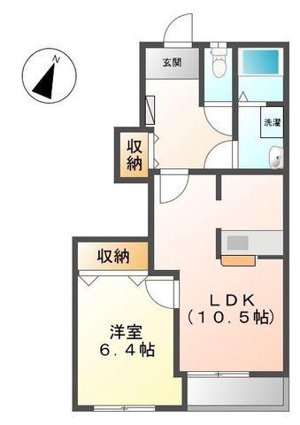 DモンドI(1LDK/1階)の間取り写真