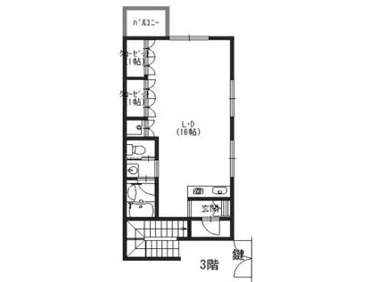 須磨寺ハイツ(ワンルーム/3階)の間取り写真