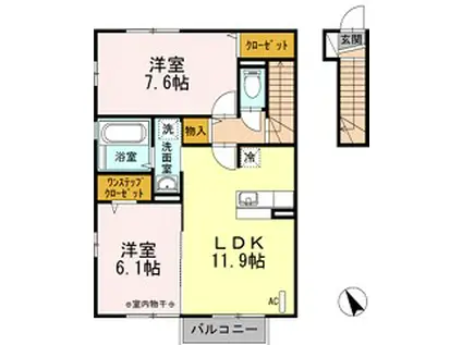 メゾン高千穂 B(2LDK/2階)の間取り写真