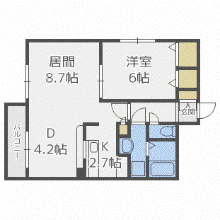 ボランハイツ山の手(1LDK/3階)の間取り写真