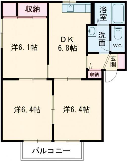 フォーレス神崎 A棟(3DK/2階)の間取り写真
