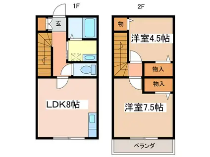 パレシエルピュール(2DK/1階)の間取り写真