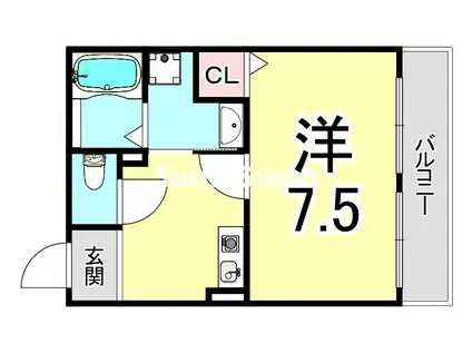 クリアエスト尼崎(1K/3階)の間取り写真