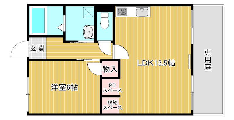 アネックスモリヤマA棟(1LDK/1階)の間取り写真