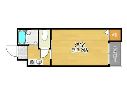 ミドゥスジ堺II(1K/3階)の間取り写真