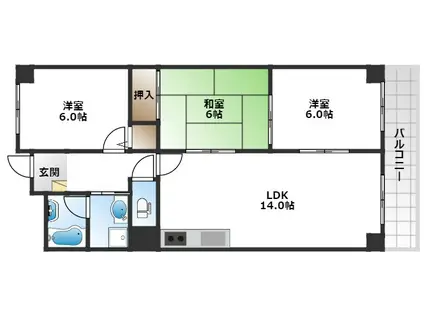 グラデヴォーレ宮山(3LDK/3階)の間取り写真