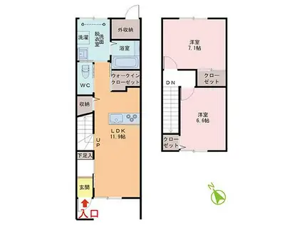 KEIAI I(2LDK/1階)の間取り写真