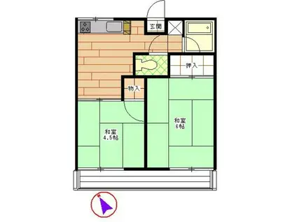 森ハイツ(2DK/1階)の間取り写真