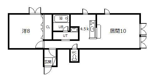 大橋ビル(1LDK/2階)の間取り写真