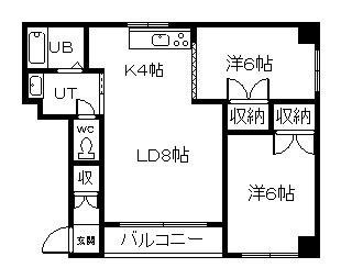 ドリームハイツ(2LDK/2階)の間取り写真