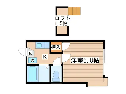 ビューコート葉山町(1K/2階)の間取り写真