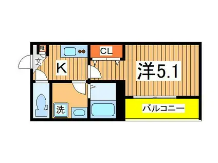 GRADUS柏Ⅱ(1K/2階)の間取り写真