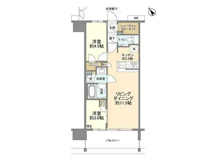 クレヴィア上野入谷(2LDK/6階)の間取り写真