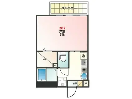 ルネコート高砂ウエスト(1K/2階)の間取り写真