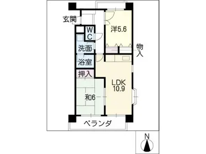 クレセントマンション(2LDK/1階)の間取り写真