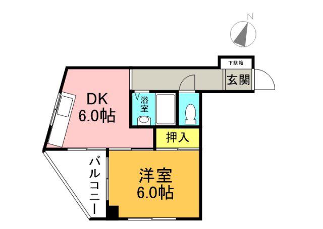 NKビル(1DK/4階)の間取り写真